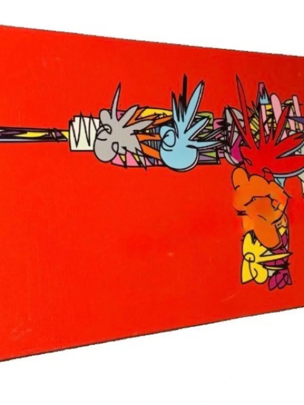 TECHNODROME1 AK47 Pop Art Canvas Print 48” x 16” Red Graffiti Contemporary Art